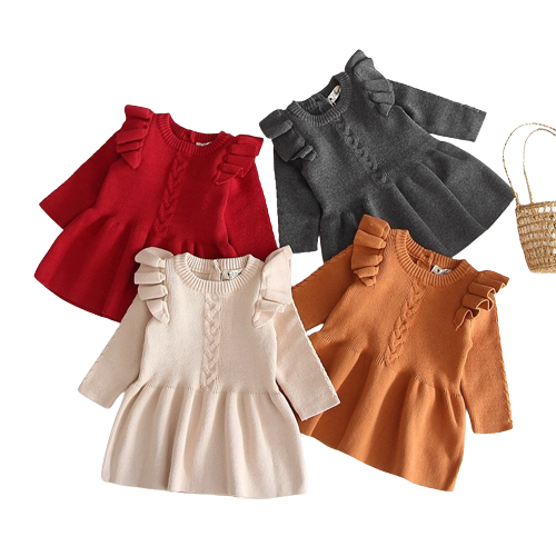 Vestido De Malha Manga Comprida Para Bebê Recém-Nascido - TaylorKids