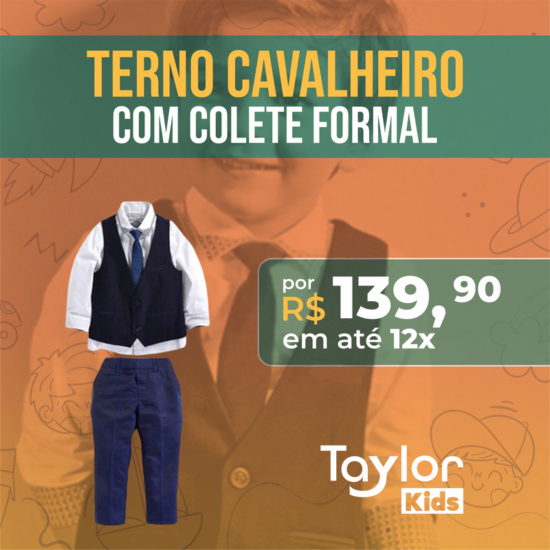 Terno Cavalheiro Com Colete Formal - TaylorKids